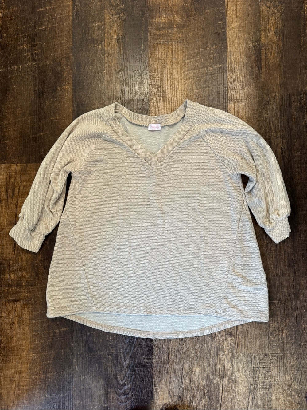 Pink lily tan V-Neck Knit sweater Top